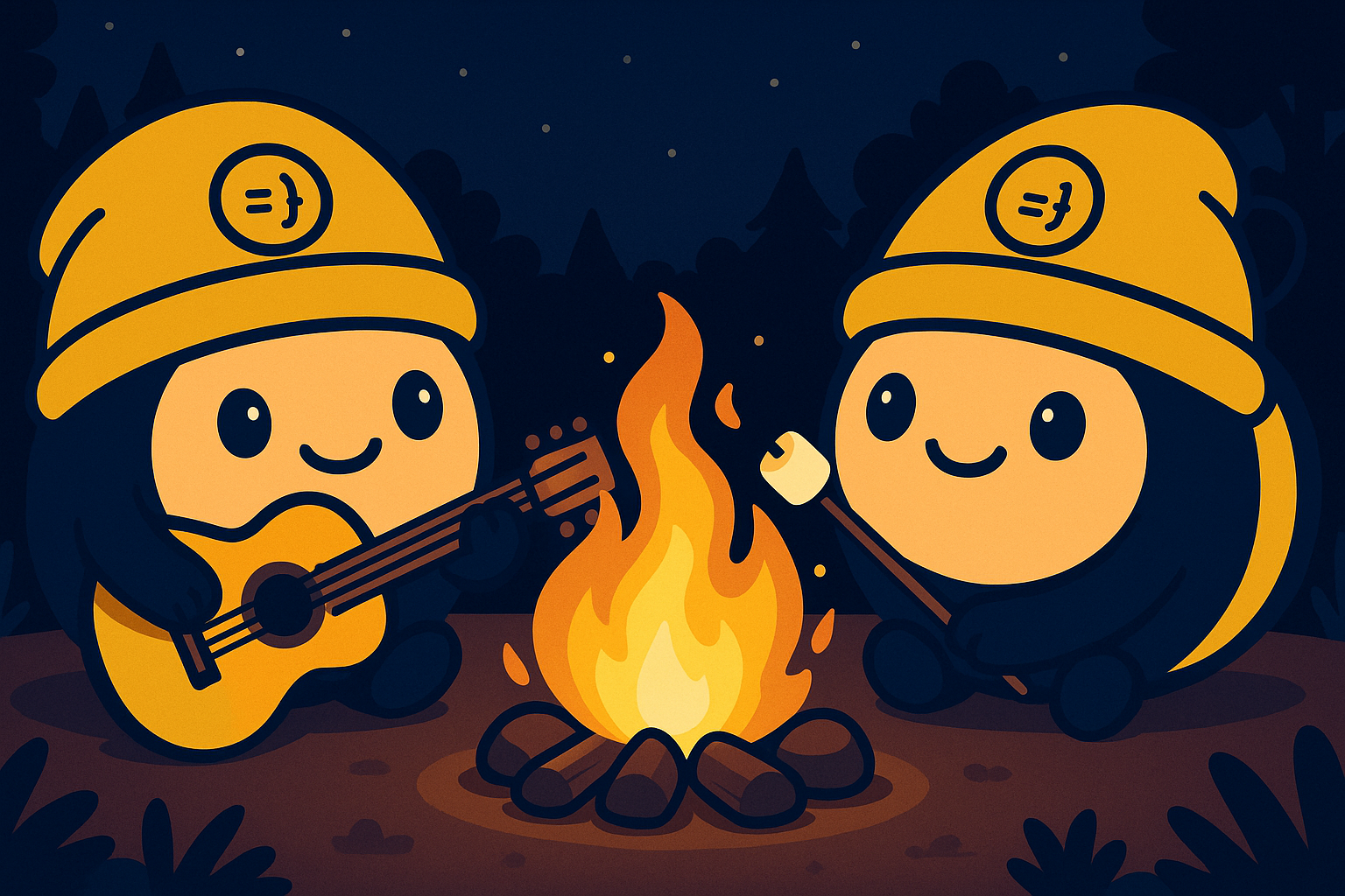 Two dabois at the campfire, chilling.